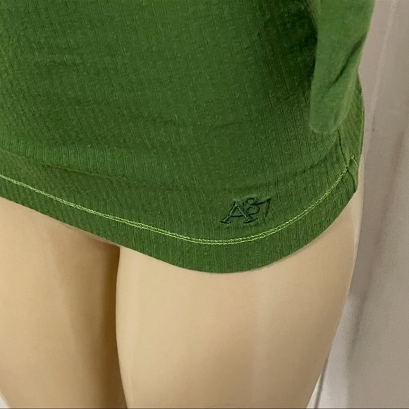 Aeropostale green Y2K vinyage half sleeve ribbed texture top shirt Fall Winter S - Picture 5 of 9